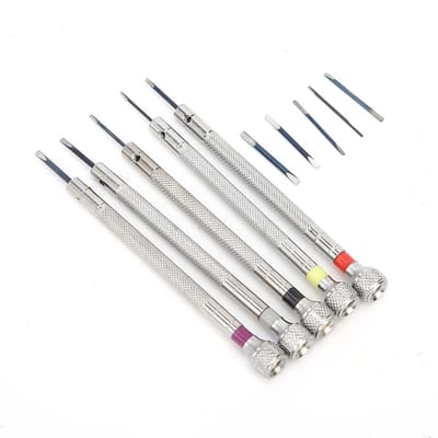 Tournevis pour montres Acier à ressort Fente Tournevis de réparation de montres Outils de réparation de montres white