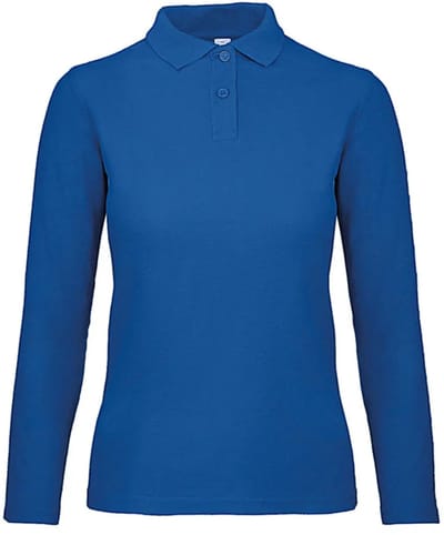 Damespolo met lange mouwen B&C ID.001 LSL