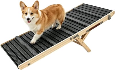 Antislip hondenhelling, extra brede oprijplaat, inklapbaar en verstelbaar, geschikt voor kleine en middelgrote honden tot 50 kg, ideaal voor bank, bed en auto