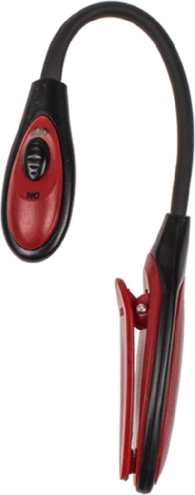 Out of the Blueled Leeslamp met klem - rood - 16 cm - incl. batterijen - 2 leds - boek lezen verlichting- Flexibele klemlampen