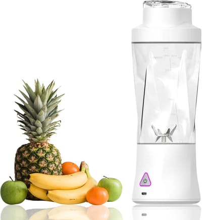 Draagbare sapcentrifuge/blender, USB-oplaadbare smoothie maker met 6 verbeterde messen en 6000mAh batterij, 700ml/24oz inhoud, ideaal voor smoothies, proteïneshakes, op reis en op kantoor (wit)