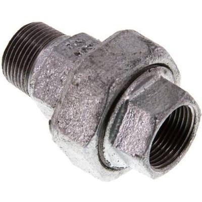 Rp 3/4'' x R 3/4'' F/M Verzinkt Gietijzeren Borstnippel 3-delig met Conische afdichting 25 Bar