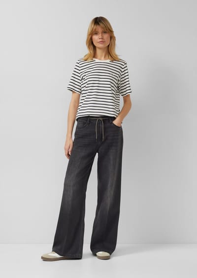 s.Oliver - female - Suri jeans / normale pasvorm / halfhoog / wijde pijpen / met strikdetail