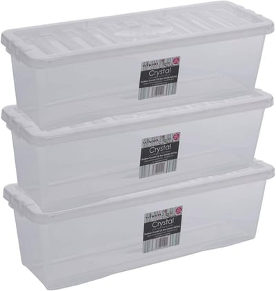 Set van 3 Stapelbare Opbergboxen voor Muziekcd's met Deksel - Transparant