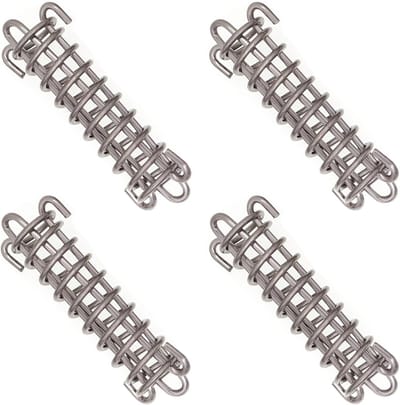 springveer, zonnezeil, lentegesp, 4 stuks, metalen accessoires, trekveren voor tarps, tenten, draadrekken, campingaccessoires, veilige montage, camping, luifel, bevestigingsaccessoires.