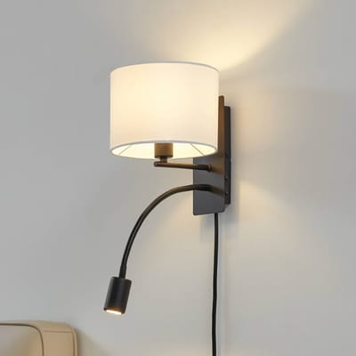 Lindby wandlamp Florens, zwart, LED leeslamp, 23,5 cm