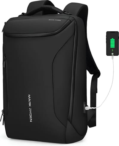 CarryQuest® - Laptoptas - Compacto Pro 17 Inch Laptop Rugzak voor Mannen - Stijlvol en Functioneel - PU Materiaal - Ergonomisch Ontwerp - Zwart