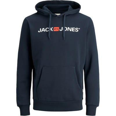 JACK & JONES Corp old logo sweat hood slim fit - heren hoodie katoenmengsel met capuchon - blauw