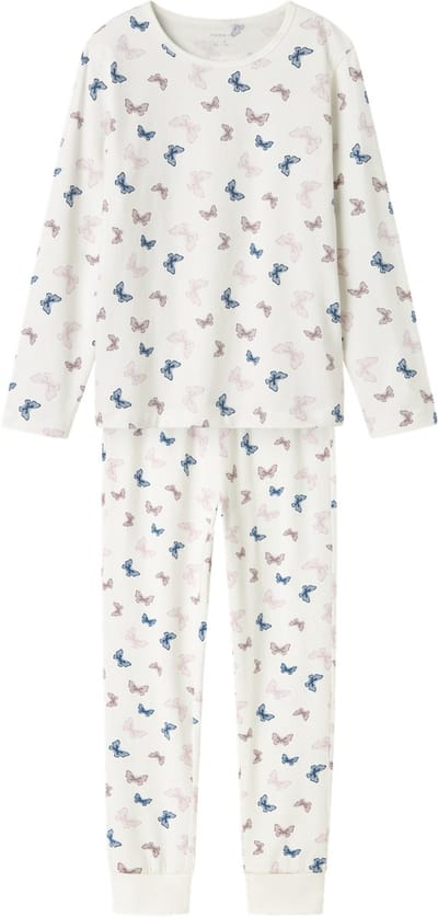 Name It Meisjes Lange Pyjama Set NKFNIGHTSET Vlinder Print Crème - Maat 122/128