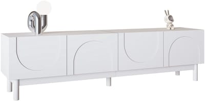 TV-Meubel - Met Golvende Deuren en Planken - Stabiele Poten - MDF - Wit