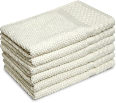 PHLOX Soft Popcorn Gastendoekjes 30x50 cm - Set van 6 - 100% Katoen 500 g/m2 - Crème