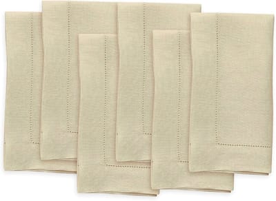 Linnen Servetten - Dinerservetten Stoffen servetten - Tafeldekken - Handgemaakt - 51 x 51 cm - Beige