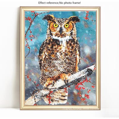 Peinture diamant 5D à faire soi-même - Motif hibou - Broderie ronde complète - Image de strass en vente 20X30 blue