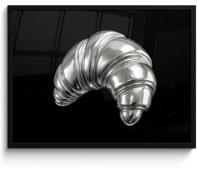 Poster in lijst - Fotolijst 80x60 cm - Posters - Croissant - Metaal - Zilver - Posterlijst zwart - Decoratie - Wanddecoratie woonkamer - Muurdecoratie slaapkamer