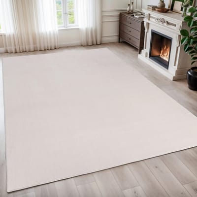 Relax Samba Vierkant - Wasbaar Effen Vloerkleed - Uni Tapijt - Creme- 200x200 CM Vierkant