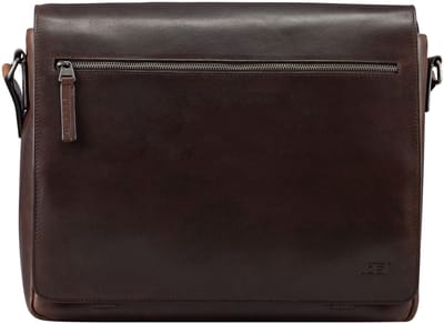 JOST Leren Business tas Laptoptas met laptopvak Lund Crossbody Bag Brown Donkerbruin