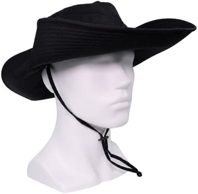 Safari Hoed - Zonnehoed - Boonie - Bucket Hat - Maat 56/58 - Zwart - Kinband - UV-Beschermend, Ademend & Lichtgewicht - Opvouwbare Outdoor Hoed - Inklapbaar met Drukkers