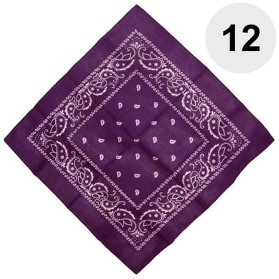 Fako Fashion - Bandana - Hoofddoek - Mondbescherming - Zakdoek - Paisley - Donkerpaars - 12 Stuks