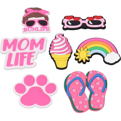 7 pièces Insert Sac de Plage Décorations Motif Moderne Accessoires Sac de Plage en Silicone pour Sac à Main pink