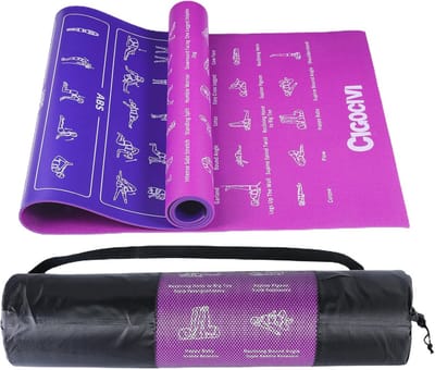 Instructionele yogamat met 75 houdingen | 6 mm reisyogamat met tas | Antislip en extra dik | Perfect als kerstcadeau