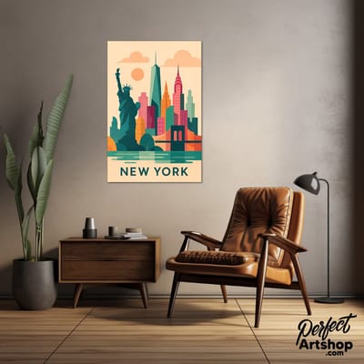 NEW YORK ABSTRACT - Wanddecoratie 60x80 cm - Aluminium - Luxe Kunst aan de Muur