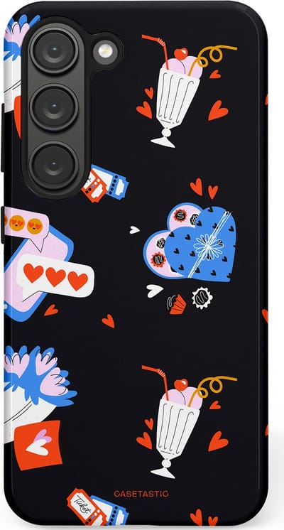 Casetastic Hoesje Geschikt voor Samsung S23 - Stijlvolle Beschermende Duo-layer Case - Liefdes Kaarten