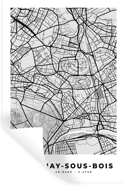 Muurstickers - Sticker Folie - Plattegrond - Kaart - Stadskaart - Frankrijk - Fontenay-sous-Bois - 20x30 cm - Plakfolie - Muurstickers Kinderkamer - Zelfklevend Behang - Zelfklevend behangpapier - Stickerfolie