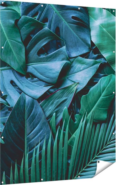 Gards Tuinposter Tropische Groene Bladeren - 120x160 cm - Tuindoek - Tuindecoratie - Wanddecoratie buiten - Tuinschilderij