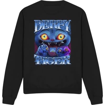 K-Pop Demon Hunters Uniseks Adult Derpy Tijger Sweatshirt (Zwart)