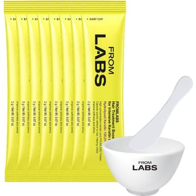 Promlabs Ensemble de Poudre Booster d'Adsorption de Protéines Haute Concentration | Kit de Réparation Intensive Cheveux DIY | 2g x 8 Sachets + Bol de Mélange + Spatule yellow