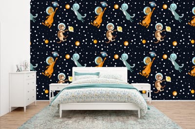 Behang - Fotobehang Planeten - Hond - Patroon - Breedte 400 cm x hoogte 240 cm