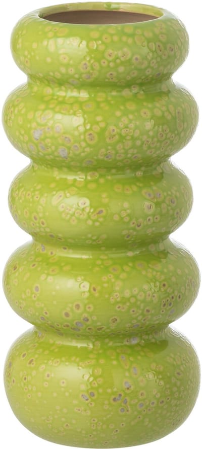 J-Line vaas Ringen - polyresin - porselein/groen - small