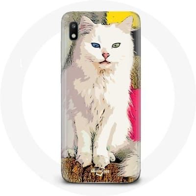 Case voor Samsung Galaxy A10 Turkse Van Witte Kat met blauwe en gele ogen