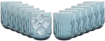 Vivalto Drinkglazen Sevilla - waterglazen - blauw transparant - glas - set 12x stuks - 275 ml