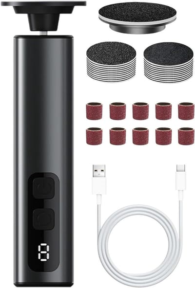 Elektrische voetvijl - Voetverzorging tool - Eelt verwijderen - 9 snelheden instelbaar - 15 cm lengte - Wit