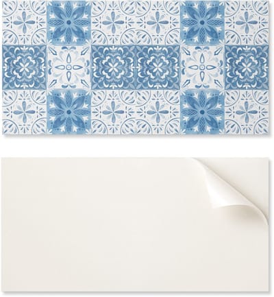 Verlijmd PVC-paneel met een motief, perfect voor de hal, 100x50 cm, bloemenpatroon in tegels.
