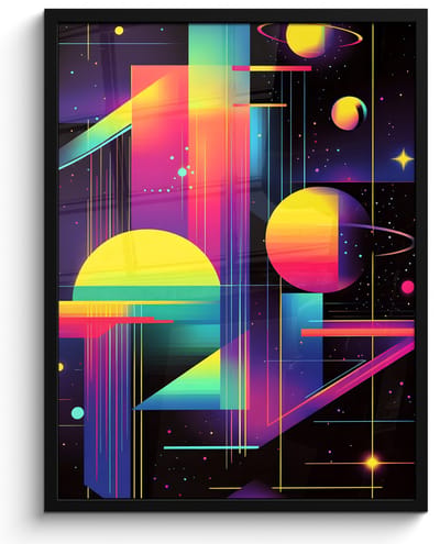 Poster in lijst - Fotolijst 50x70 cm - Posters - Abstract - Vormen - Kleurrijk - Lijnen - Posterlijst zwart - Decoratie - Wanddecoratie woonkamer - Muurdecoratie slaapkamer