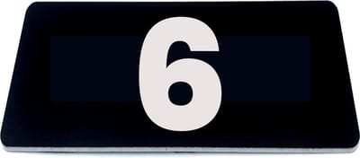 Nummerplaatje 6 - 80 x 50 x 1,6 mm - Zwart/wit - incl. 3M-tape | Nummerbordje - Deur en kamernummer - brievenbusnummers - Gratis verzending - 5 jaar garantie