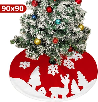 Bovista Kerstboomrok Voor Kunstboom - Kerstboomkleed - Kerstboom Mand - Kerstkleed - Kerstboomring - Kerstrok - Kerstboomdeken - Kerstboomrok - Rond 90cm