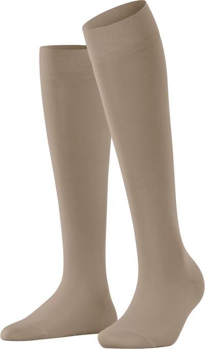 FALKE Cotton Touch lang eenkleurig katoen kniekousen dames beige - maat 35-38