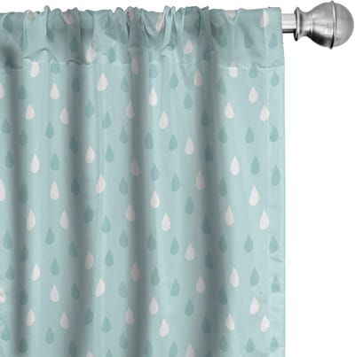 ABAKUHAUS – 2-delige set gordijnen geometrisch patroon – microvezel blauw-wit 75x175 cm