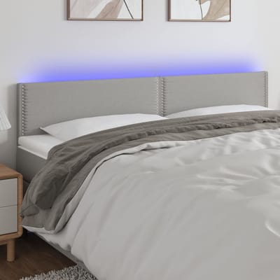 vidaXL - Hoofdbord - LED - 180x5x78/88 - cm - stof - lichtgrijs