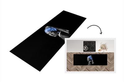 Keukenloper - Loper keuken - Meisje met de parel - Vermeer - Blauw - 150x50 cm - Keukenloper vinyl