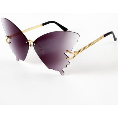 Randloze Vlinder Zonnebril Dames Premium Designer Klassiek Randloos Groot Montuur Zonnebrillen Dames Tinten Oogbescherming UV400 Bescherming