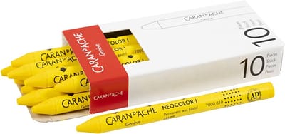 CARAN D’ACHE Neocolor I, L: 10 cm, dikte 8,5 mm, yellow (010), 10 stuk