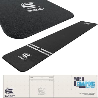 Target Darts World Champions Professionele Dartsmat Wit - Officieel Vollengte Oche Systeem - Antislip Vloerbescherming - Nylon Tapijtweefsel met Rubberen Onderlaag - 2kg