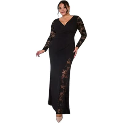 Vrouwelijke portefeuille jurk Goddiva Scuba & Lace
