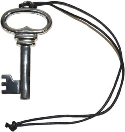 Funny Fashion Sleutel aan halsketting - zilver - 12 cm - metaal - verkleed accessoires
