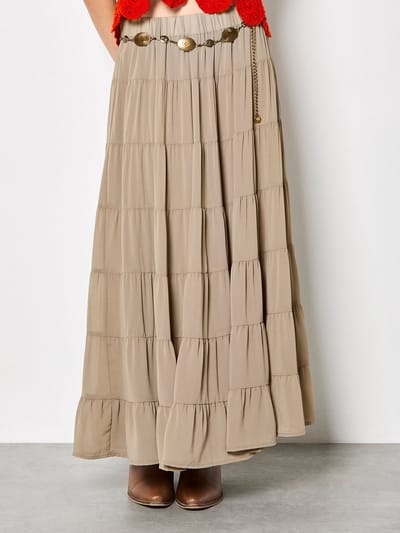 Maxirok van chiffon met lagen