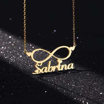 Colliers Prénom Cœur Infini Personnalisés Pour Femmes Couleur Or Acier Inoxydable Collier Personnalisé Mariage Bijoux Étanches Cadeau black